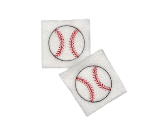 Baseball Felt, 2 Felts, Baseball Patch, White, Black, Red, Unfinished, Patch, Craft Supply, Sports, Size 2 of 4, EMB030