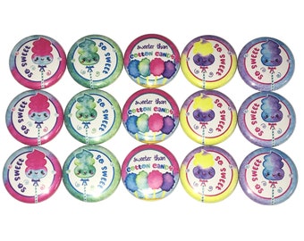 Cotton Candy Magnet, 1", 1.25", 1.5", 2.25", Button Magnet, Cotton Candy Theme, Cotton Candy Decor, Sweets, Party Favor, Birthday, FD035