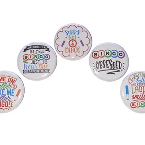 Bingo, 1&quot;, 1.25&quot;, 1.5&quot;, 2.25&quot;, Button, Bingo Decor, Bingo Theme, Bingo Birthday, Party Favor, Bingo Flatback, Bingo Pinback, Pin, GM013