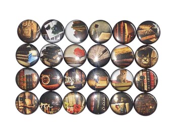 Book Magnet, 1", 1.25", 1.5", 2.25", Button Magnet, Book Page, Literature, Reading Decor, Reading Theme, Book, Reading Gift, Birthday, RB004