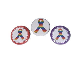 Pride Magnet, 1", 1.25", 1.5", 2.25", Button Magnet, Pride Awareness, Pride Button, Rainbow Ribbon, LGBT, Magnets, CA061