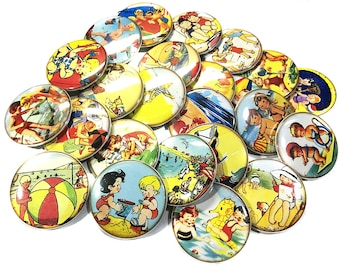Vintage Summer, Beach Magnet, 1", 1.25", 1.5", 2.25", Button Magnet, Summer Magnet, Beach Theme, Vacation Magnet, Old Time Summer, SU008