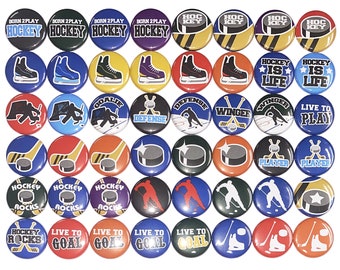 Hockey Magnet, 1", 1.25", 1.5", Button Magnet, Hockey Decor, Hockey Theme, Hockey, Hockey Party Favor, Hockey Birthday, Boy's Hockey, SK004