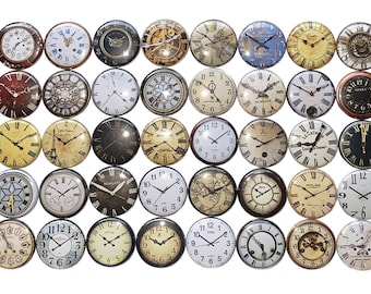 Clock Magnet, 1", 1.25", 1.5", Button Magnet, Clock Decor, Clocks, Time, Clock Theme, Party Favor, Clockface, Antique, Roman Numerals, C002
