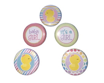 It's a Girl Magnet, Duck, 1", 1.25", 1.5", Button Magnet, Baby Shower Decor, Duck Theme, Baby Girl Decor, Party Favor, Magnet, VB006