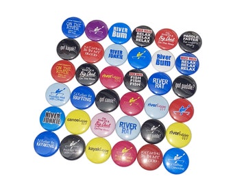 River, 1", 1.25", 1.5", 2.25", Button, Party Favor, River Theme, River Decor, River Birthday, Swimming, Canoe, Flatback, Pinback, OH005