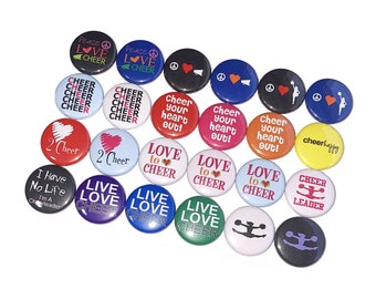 Cheerleading, 1", 1.25", 1.5", 2.25", Button, Cheer, Cheer Party Favor, Cheer Theme, Cheer Decor, Gift, Flatback, Pinback, Pin, Badge, CD002