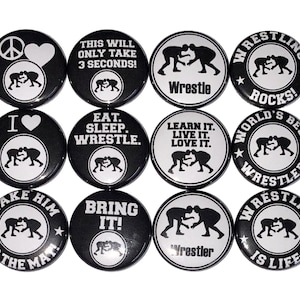 Wrestler Magnet, 1&quot;, 1.25&quot;, 1.5&quot;, Button Magnet, Wrestling, Wrestler, Wrestling Decor, Wrestling Theme, Party Favor, Locker Magnet, SE022