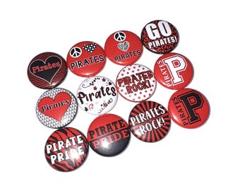 Pirates, Red, Black, 1", 1.25", 1.5", 2.25", Button, Pirate Theme, Pirate Flatback, Pirate Pinback, Badge, SM056