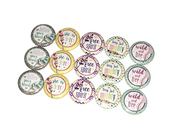 Feather, Tribal, Boho, 1", 1.25", 1.5", 2.25", Button, Tribal Theme, Tribal Party Favor, Quote, Fierce, Flatback, Pinback, Pin, Badge, Q002