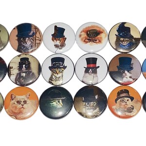Cat Magnet, Cat, 1&quot;, 1.25&quot;, 1.5&quot;, 2.25&quot;, Button Magnet, Steam Punk, Cat Theme, Cat Decor, Hat, Glasses, Party Favor, Gift, Kitten, CT006