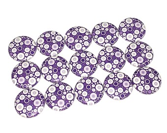 Purple Dots, White Dots, 1", 1.25", Button, Purple Decor, Purple Theme, Craft Supply, Party Favor, Polka Dots, Flatback, Pinback, Pin, BK001