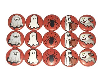 Ghost Magnet, Halloween, Ghost, 1", 1.25", Button Magnet, Halloween Theme, Halloween Decor, Party Favor, Spider Magnet, Orange, Black, H008