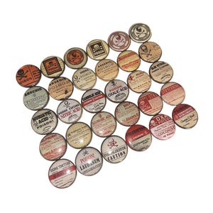 Caution, 1", 1.25", 1.5", Button, Halloween Theme, Potion Decor, Halloween Decor, Goth Theme, Pharmacy, Skulls, D007