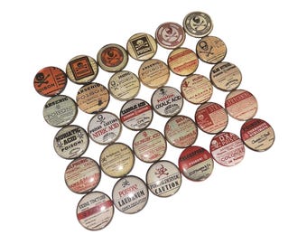 Caution, 1", 1.25", 1.5", Button, Halloween Theme, Potion Decor, Halloween Decor, Goth Theme, Pharmacy, Skulls, D007