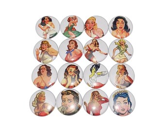 Comic Girl Magnet, 1", 1.25", 1.5", 2.25", Button Magnet, Comic Magnet, Female, Fear, Halloween, Party Favor, Comic Birthday, Comic, AM017