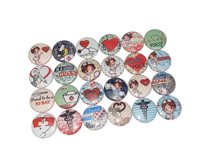 Nurse Theme 24 Buttons NU037 RN Nurses Ready to Ship 1 Pinback Button Table Scatter Nurse Party Favor Nurse Gift