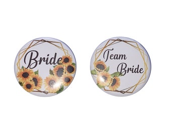Bachelorette Party, Sunflowers, 1.5", 2.25", Pinback Button, Bachelorette Pin, Bridal Party Favor, Fall, Spring, Pin, BW166