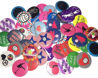 Volleyball, 1", 1.25", 1.5", Button, Volleyball Theme, Volleyball Decor, Volleyball Gift, Volleyball Party Favor, Flatback, Pinback, SE052