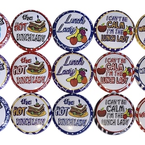 Lunch Lady Magnet, 1&quot;, 1.25&quot;, Button Magnet, Cafeteria Magnet, Lunch Theme, Lunch Lady, Party Favor, School, Lunch Lady Decor, Gift, PR005