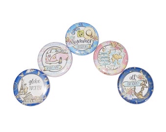 Travel Magnet, 1", 1.25", 1.5", 2.25", Button Magnet, Travel, Road Trip, Summer Vacation, Gift, Adventure, Travel Theme, Travel Decor, TS027