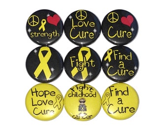 Yellow Ribbon Magnet, 1", 1.25", Button Magnet, Childhood Cancer, Yellow Ribbon Theme, Childhood Cancer Ribbon, Cancer Ribbon, Yellow, CB002