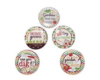 Gardening, 1", 1.25", 1.5", 2.25", Button, Garden, Gardener, Garden Decor, Party Favor, Birthday, Garden Theme, Flatback, Pinback, FG001