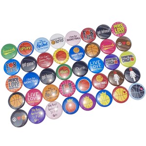 Basketball, 1&quot;, 1.25&quot;, 1.5&quot;, 2.25&quot;, Button, Basketball Decor, Basketball Theme, Party Favor, Basketball Flatback, Basketball Pinback, SE037