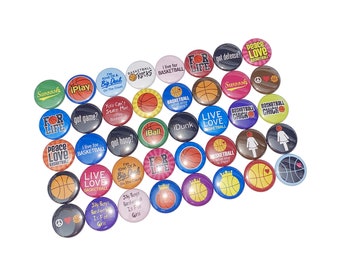 Basketball, 1", 1.25", 1.5", 2.25", Button, Basketball Decor, Basketball Theme, Party Favor, Basketball Flatback, Basketball Pinback, SE037