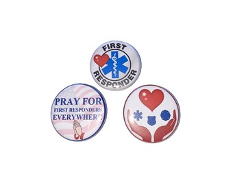 First Responder Magnet, 1", 1.25", 1.5", Button Magnet, Police Support, Fire Support, Paramedic Support, Pray, Christian, Religious, LE011