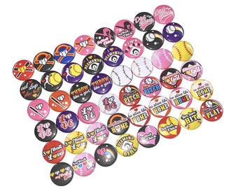Softball, 1", 1.25", 1.5", Button, Softball Decor, Softball Theme, Party Favor, Gift, Award, Bat, Flatback, Pinback, Pin, Badge, SE034