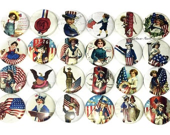 Patriotic Magnet, American Flag, 1", 1.25", 1.5", 2.25", Button Magnet, Flag Magnet, Old Time, Patriotic Decor, Flag, Flag Theme, PC012