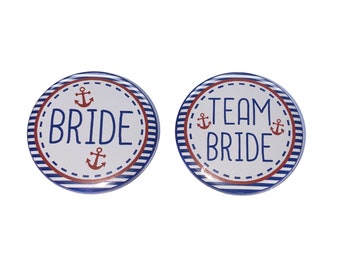 Bachelorette Party, Dark Red, Blue, 1.5", 2.25", Pinback Button, Anchor, Bachelorette Pin, Bridal Party Favor, Bridal Cruise, Bride, BW034