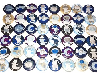 Space Magnet, Cat Magnet, 1", 1.25", 1.5", Button Magnet, Space, Space Theme, Party Favor, Space Decor, Astronauts, Cat Theme, Cats, CT007