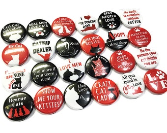 Cat Magnet, Kitten Magnet, 1", 1.25", 1.5", Button Magnet, Cat, Kitten, Cat Theme, Cat Decor, Red, Black, Cat Quotes, Cat Sayings, CT001