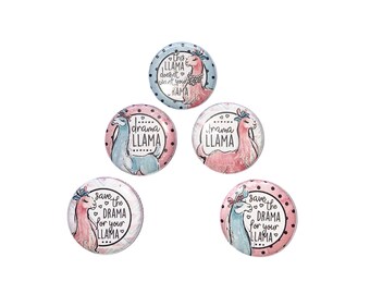 Llama Magnet, Drama Magnet, 1", 1.25", 1.5", 2.25", Button Magnet, Llama Decor, Llama Theme, Party Favor, Drama Theme, Drama Decor, A017