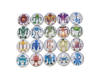 Robot Magnet, 1", 1.25", 1.5", 2.25", Button Magnet, Robot Decor, Robot Theme, Robot, Robot Party Favor, Robot Gift, Robot Button, BY005