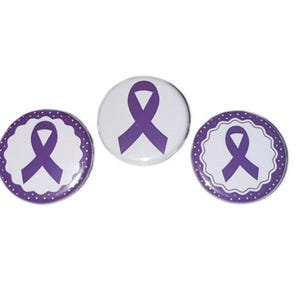 Purple Ribbon Magnet, 1", 1.25", 1.5", 2.25", Button Magnet, Purple Ribbon, Epilepsy, Alzheimer's, Lupus, Sarcoidosis, Crohn's, CA053