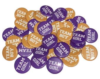 Gender Reveal, Gold, Purple, 1.25", 1.5", 2.25", Pinback Button, Baby Reveal, Baby Shower, Team Boy, Team Girl, Vote, VB562, VB122