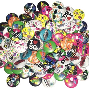 80's, 1980, 1, 1.25, 1.5, Button, 80s, 80s Party, 80's Party Favor, 80s Pin, 80s Pinback, 80's Flatback, 80s Birthday, 80s Decor, DC014 image 9