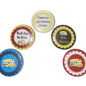 School Bus Magnet, 1&quot;, 1.25&quot;, 1.5&quot;, Button Magnet, School Magnet, Party Favor, Bus Driver, School Bus, Bus Driver Gift, Thank You, PR008