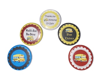 School Bus Magnet, 1", 1.25", 1.5", Button Magnet, School Magnet, Party Favor, Bus Driver, School Bus, Bus Driver Gift, Thank You, PR008