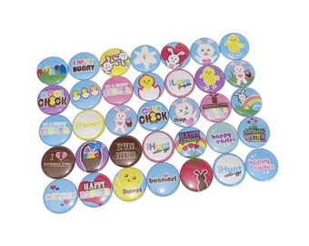 Easter, 1", 1.25", 1.5", 2.25", Button, Rabbit Gift, Easter Decor, Easter Theme, Easter Party Favor, Gift, Flatback, Pinback, Pin, EA006