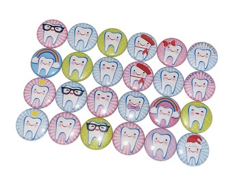 Teeth, 1", 1.25", 1.5", Button, Dental Theme, Tooth, Teeth Theme, Dental Decor, Dental Gift, Dentist, Teeth Flatback, Teeth Pinback, DT007