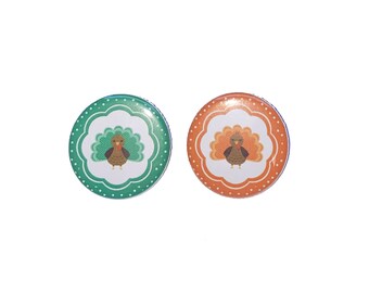 Gender Reveal, Turkey, Green, Orange, 1.25", 1.5", 2.25", Pinback Button, Thanksgiving, Fall, Baby Reveal, Boy or Girl, VB069, VB071
