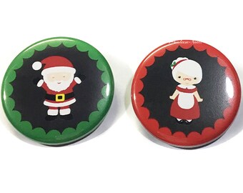 Gender Reveal, Santa, Chalkboard, Red, Green, 1.25", 1.5", 2.25", Pinback Button, Xmas, Holiday, Christmas, Baby Reveal, Vote, VB349, VB379