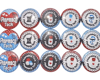 Pharmacy Tech Magnet, 1", 1.25", Button Magnet, Pharmacy Theme, Party Favor, Pharmacy Magnet, Pharmacy Gift, Pharmacy Decor, Rx, Tech, RX002