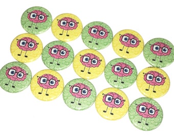 Brain Magnet, Eyeglasses Magnet, 1", 1.25", 1.5", Button Magnet, Brain, Party Favor, Brain Theme, Brain, Nervous System, Neurology, MP006
