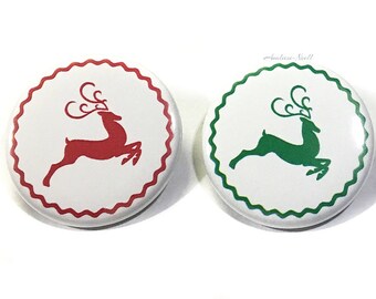 Reindeer, Gender Reveal, 1.25", 1.5", 2.25", Pinback Button, Xmas, Christmas, Baby Reveal, Green Deer, Red Deer, Buck or Doe, VB373, VB382