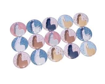 Horses, 1", 1.25", 1.5", 2.25", Button, Horse Gift, Horse Button, Horse Decor, Horse Party Favor, Birthday, Flatback, Pinback, Badge, HR009